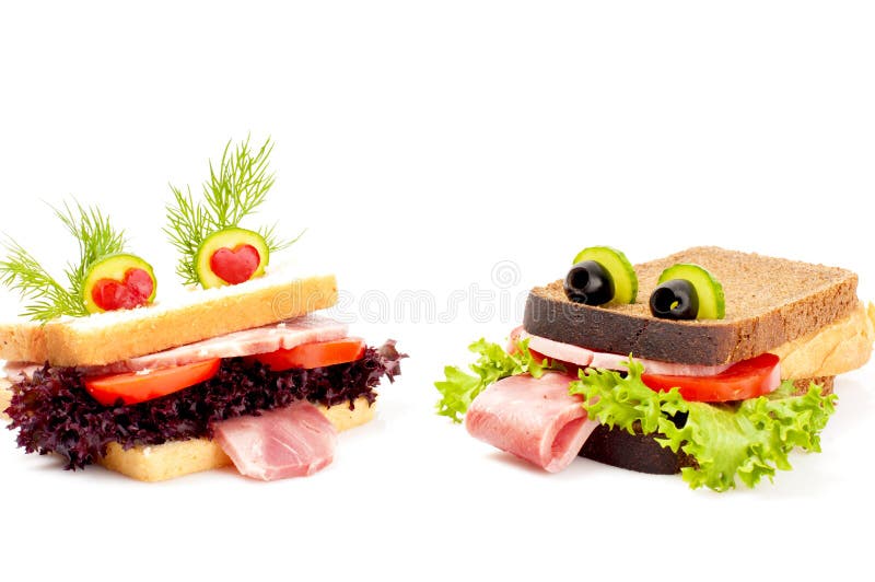 Two lovers funny sandwich for child.