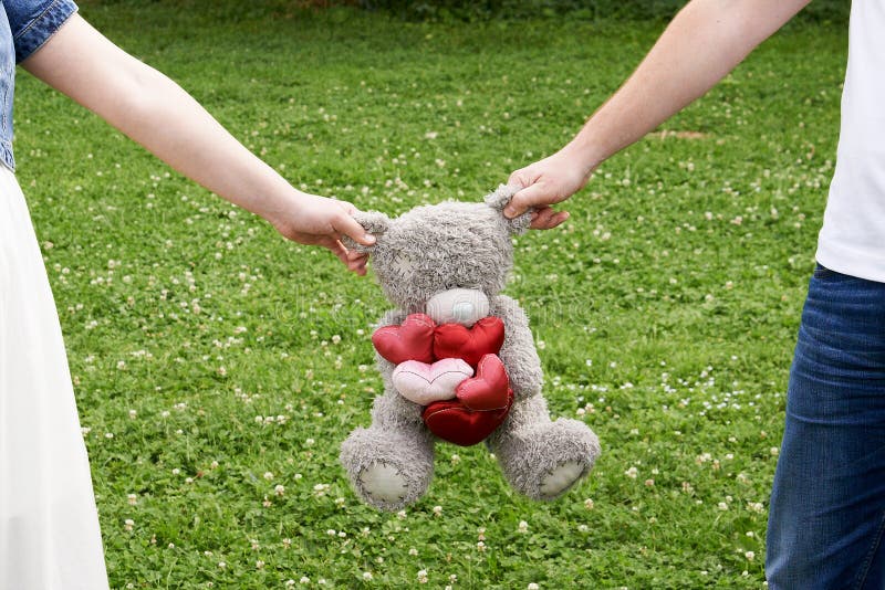Two Teddy Bear Holding Hand Stock Image - Image of outdoor, present: 72027911