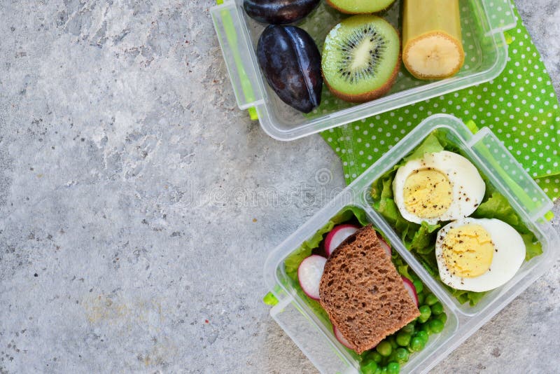Two Lunch Boxes with Sandwich and Egg. Stock Photo Image of snack