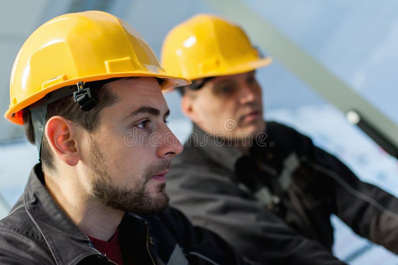 Two Maintenance Engineer Work on Relay Protection System Stock Image