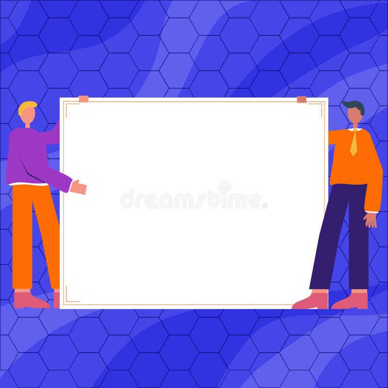 Two Men Drawing with Empty Paper Background Presenting New Ideas