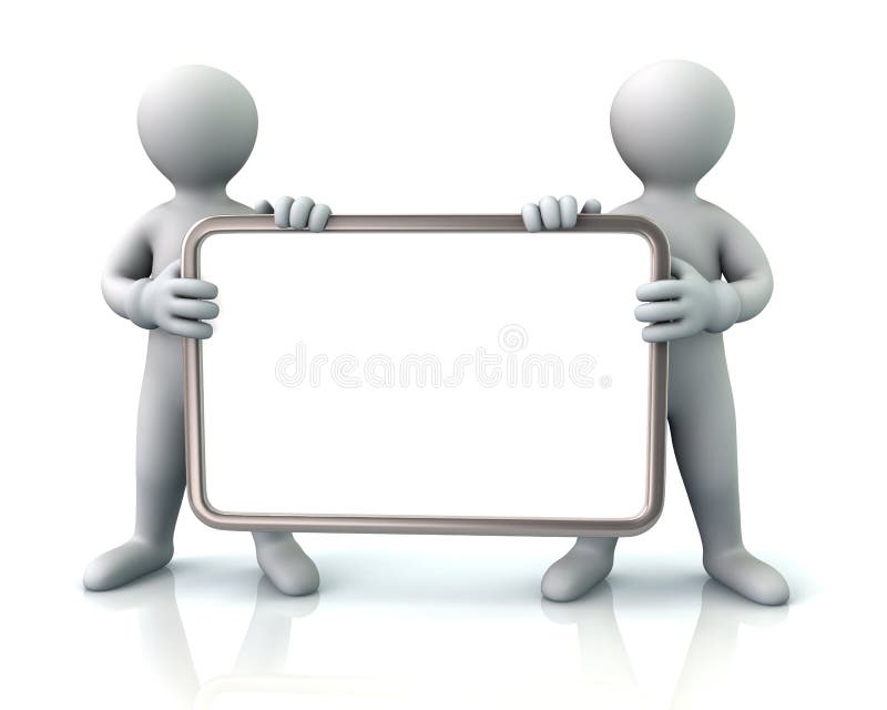 Two men holding blank signboard royalty free illustration
