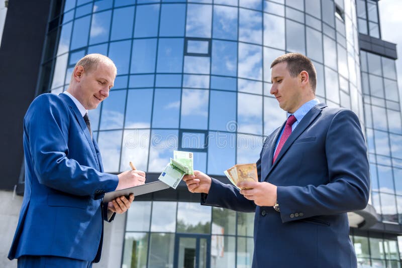 Two Men in Suit Making Deal Outdoors Stock Photo Image of coworker