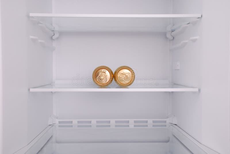 Two Metal Beer Cans Inside Empty Clean Refrigerator Stock Photos Free