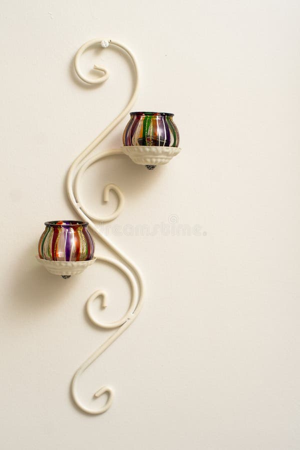 Two Metal Candle Holder Accessory on Wall Stock Photo Image of holder