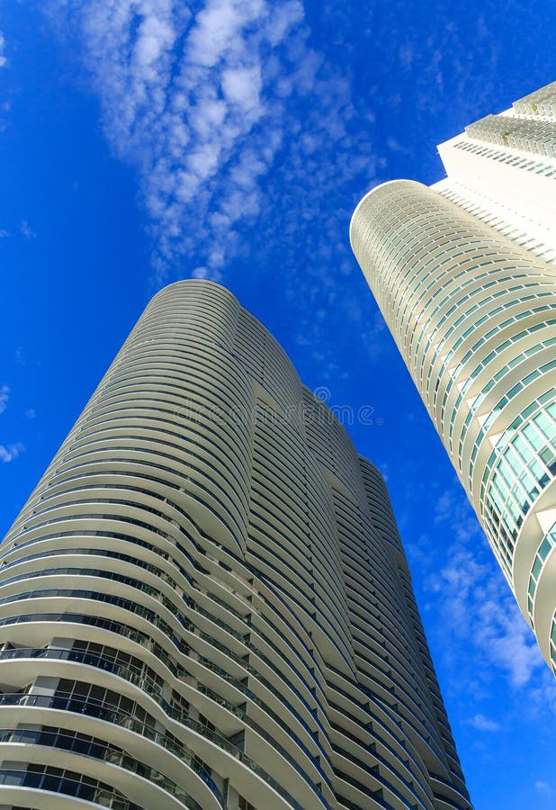 Two Miami Hotel Towers stock photo. Image of concrete 107474320