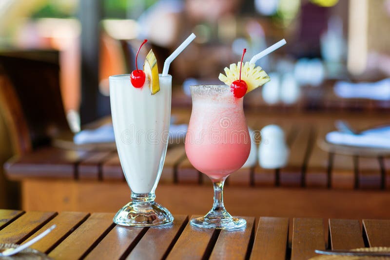 Two Milkshakes in a Beach Restaurant Stock Image Image of party