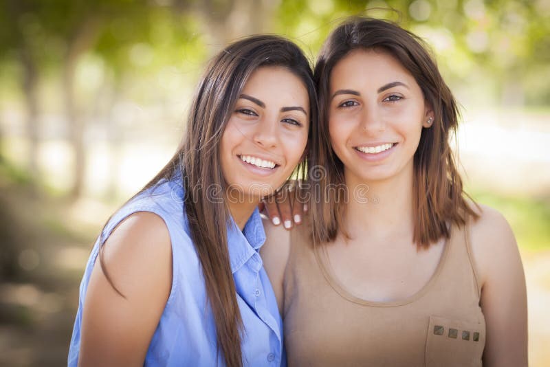 Two Mixed Race Twin Sisters Portrait Stock Photo - Image ...