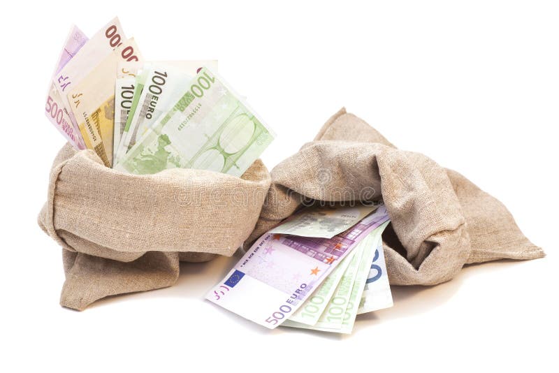 Two Money bags with euro