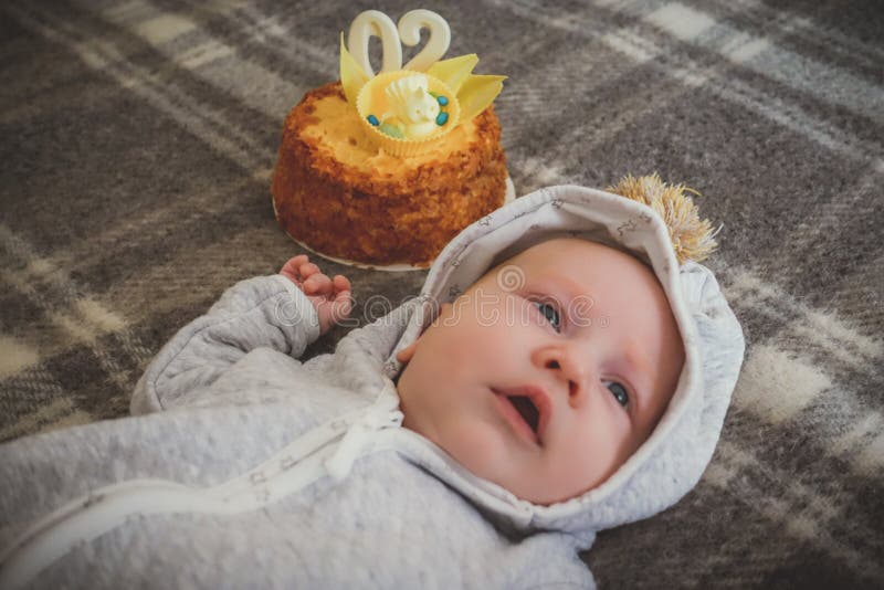 Two month baby celebrating his birthday royalty free stock photos Two month baby celebrating his birthday royalty free stock photos