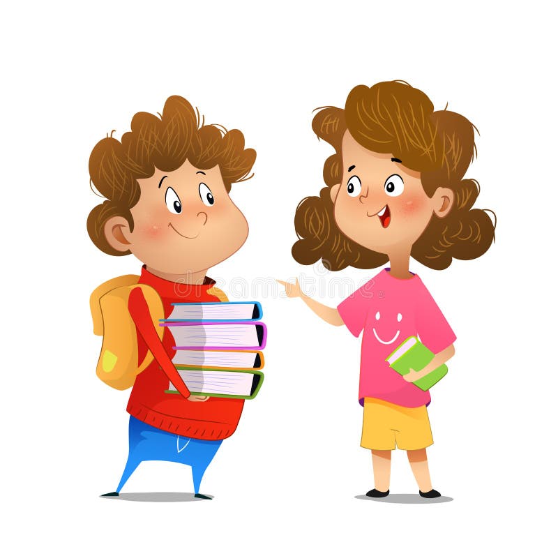 Two Multiracial Children Studying Stock Vector - Illustration of male ...