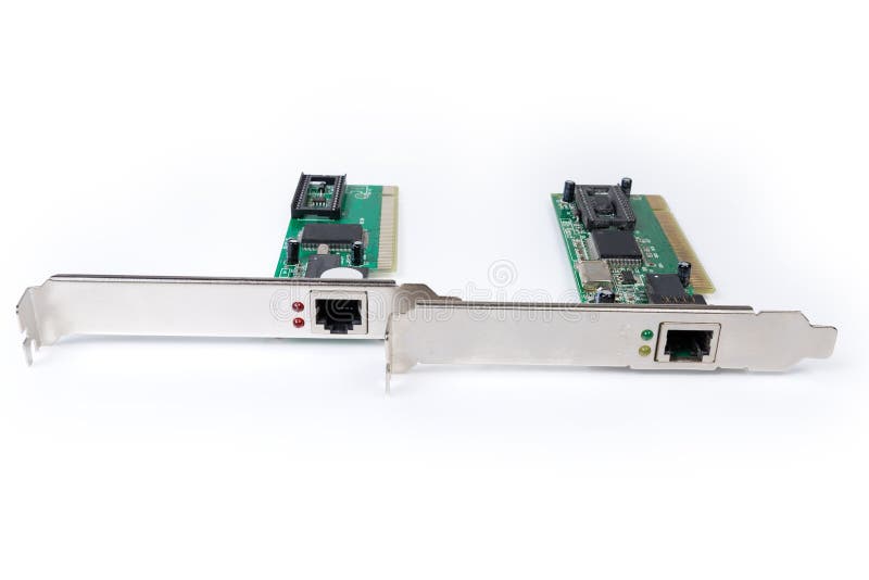 Network Interface Controller Card for PC on a White Background Stock