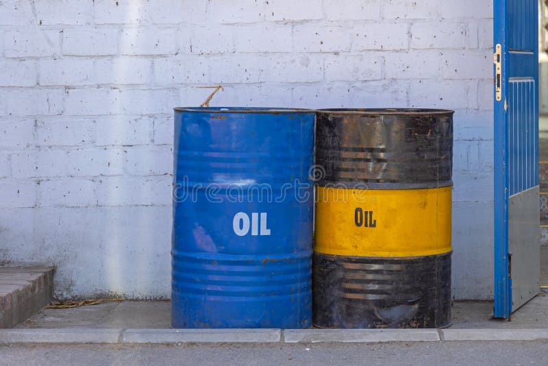 Two Oil Barrels stock photo. Image of blue, city, commercial 244010814