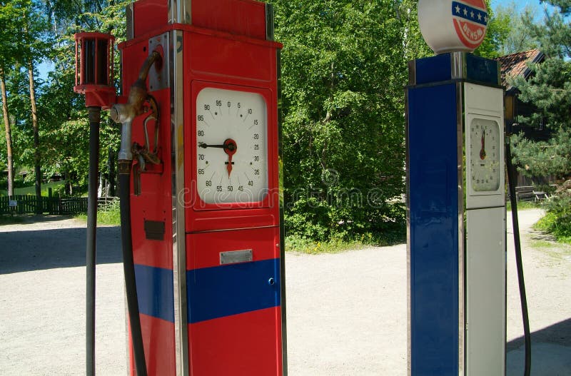 Two old gasoline pumps