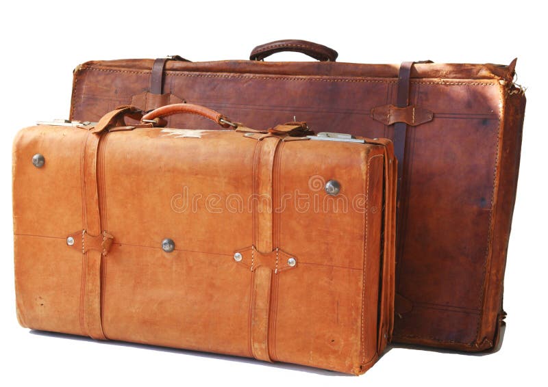 Two old leather suitcases stock image. Image of antique 14640125
