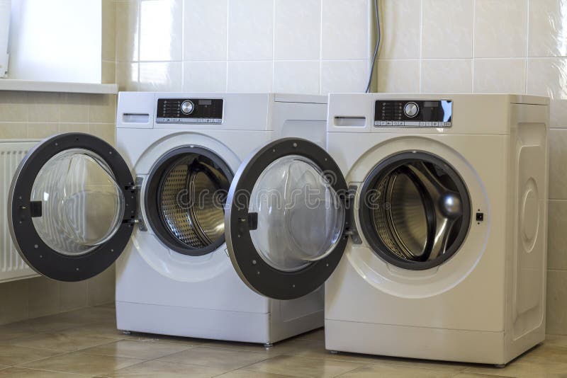 Two Washing Machines In The Laundry Stock Image Image Of Chore Room