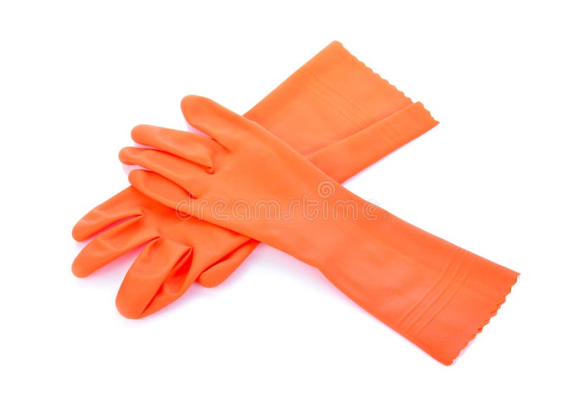 Two Orange Rubber Gloves Isolated Stock Photo Image of latex, gloves