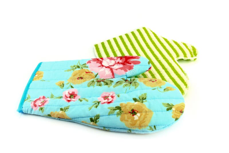 Two Oven Gloves in Cyan and Green Stock Photo Image of clothes, healthy 22051228