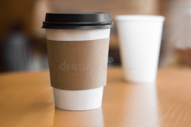 Two paper coffee cups stock photos
