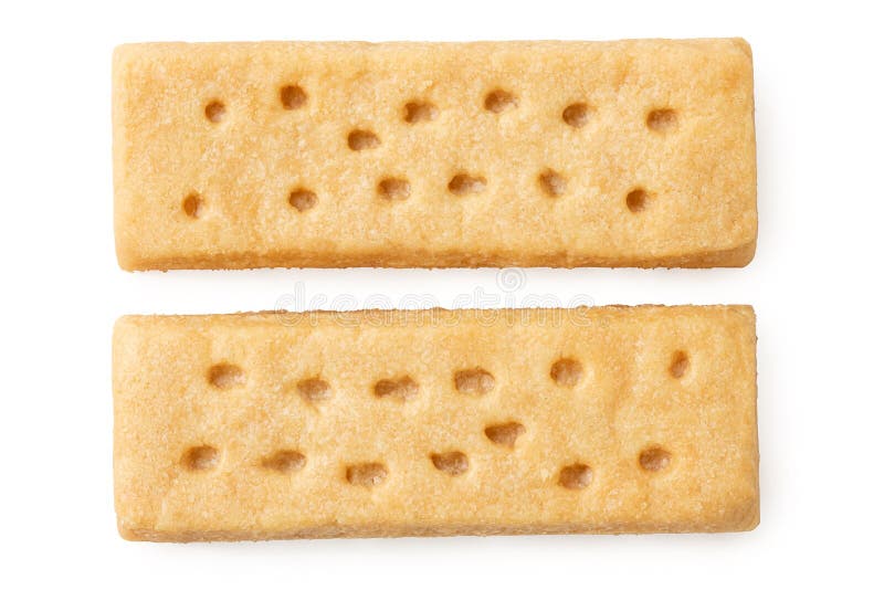 Two Parallel Butter Shortbread Finger Biscuits from Above Stock Image