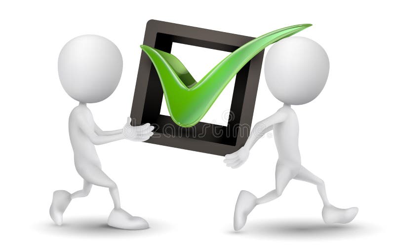 Two people carried a check mark royalty free illustration