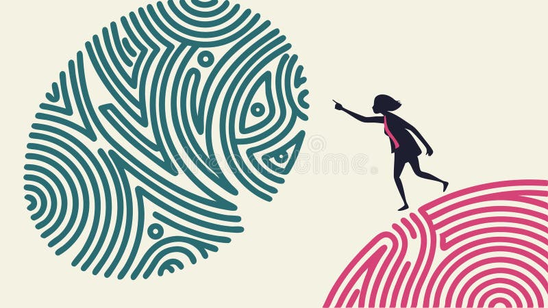 Two People on Swirling Abstract Shapes Graphic, vector design Generative AI stock illustration