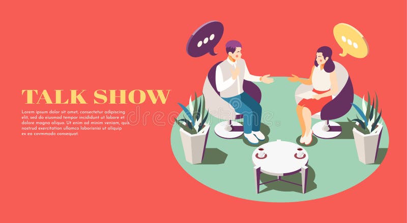 Talk Show Isometric Background vector illustration