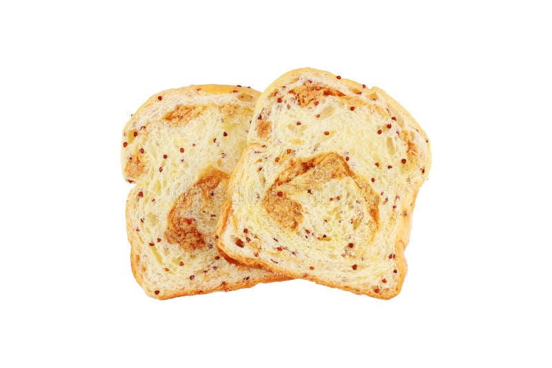two pieces of dried shredded pork and sesame bread isolated on w stock photos two pieces of dried shredded pork and sesame bread isolated on w stock photos