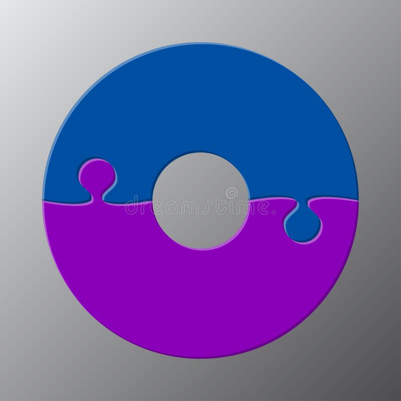 Two pieces jigsaw puzzle circles info graphic.