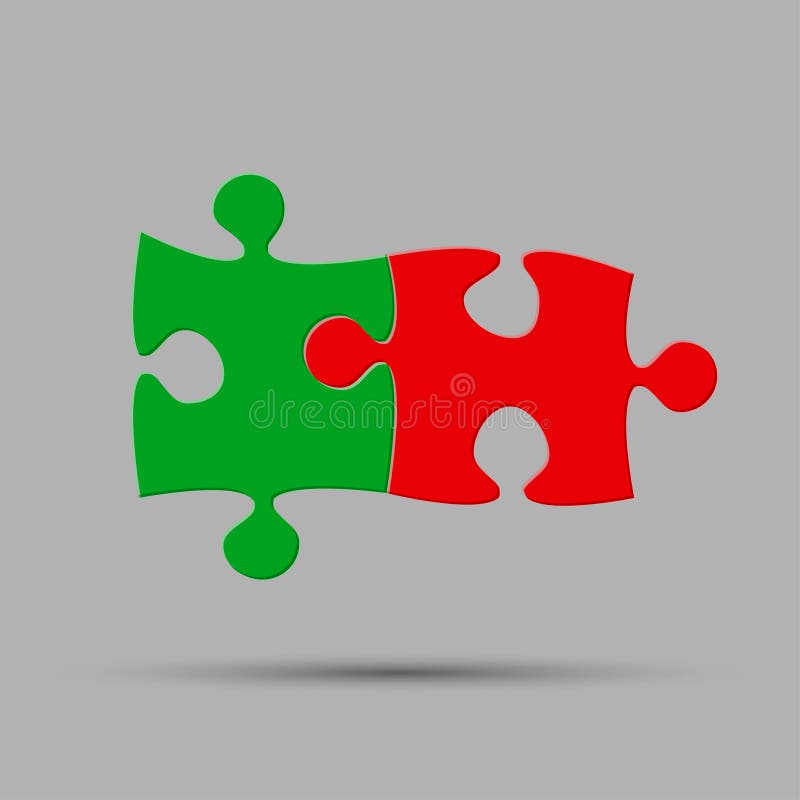 Two Pieces Puzzle Infographic. Two Steps Diagram. Stock Vector