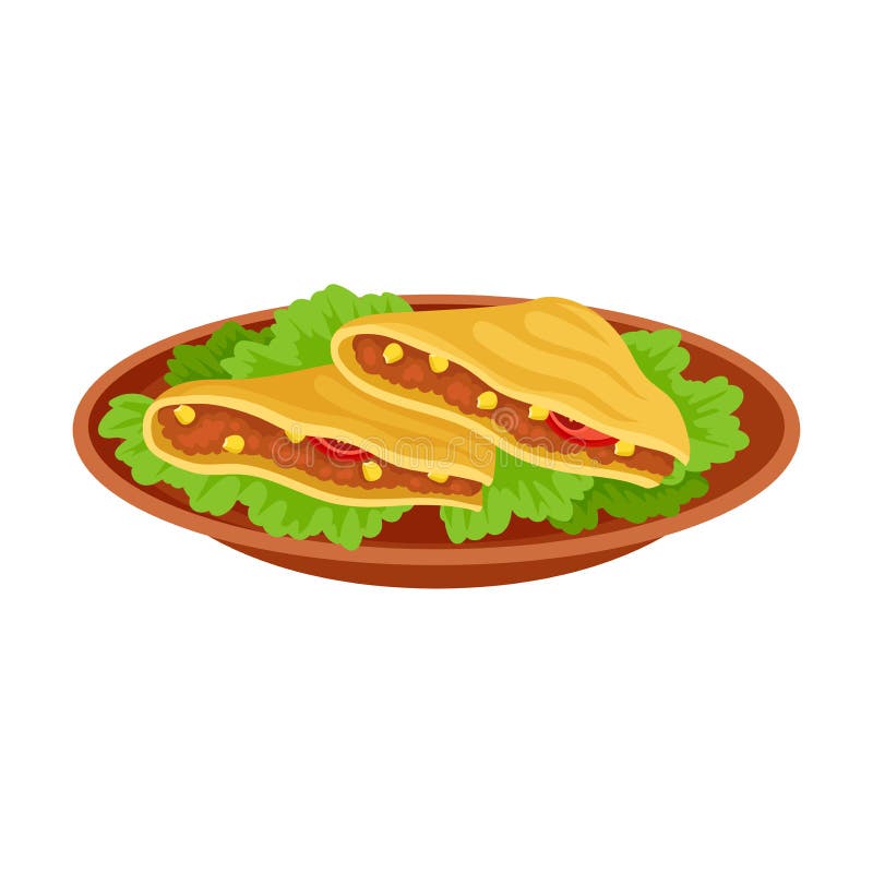 Two Pieces of Quesadilla. Vector Illustration on White Background
