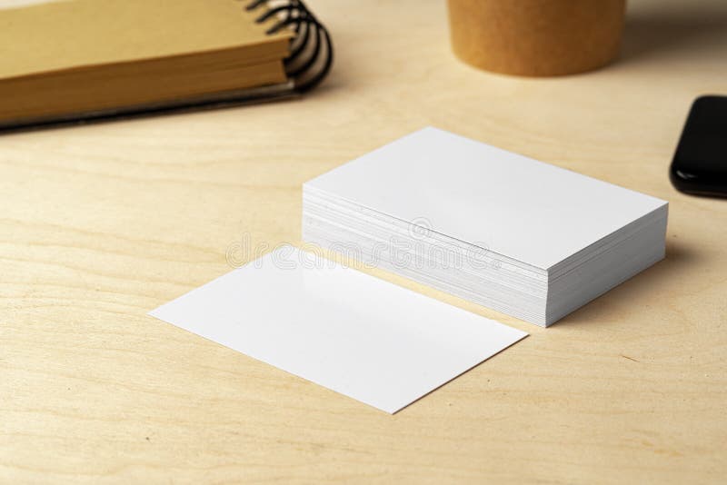 Two Piles of Blank Business Cards on Table Stock Photo Image of sign