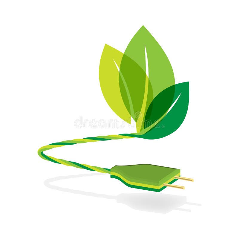 Two pin power cable with eco concept royalty free illustration Two pin power cable with eco concept royalty free illustration