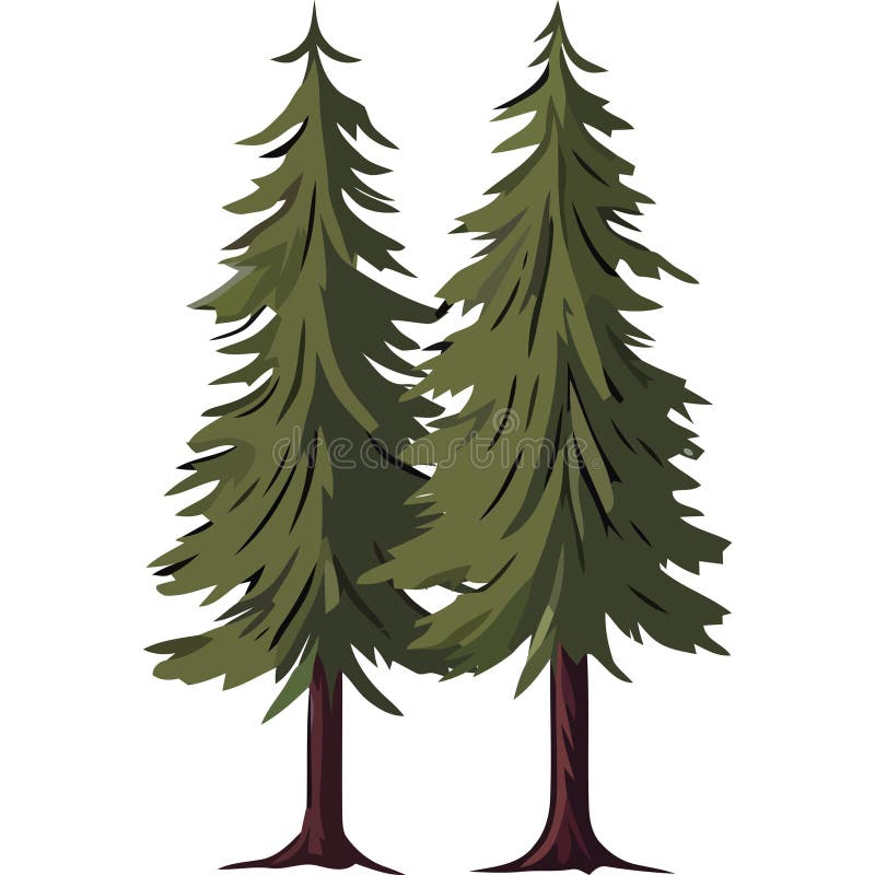 Two pines trees plants forest stock illustration