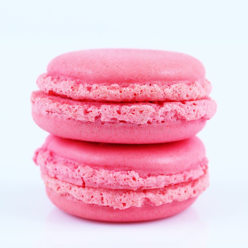 Two Pink Macaroons Isolated on White Stock Photo - Image of delicious ...