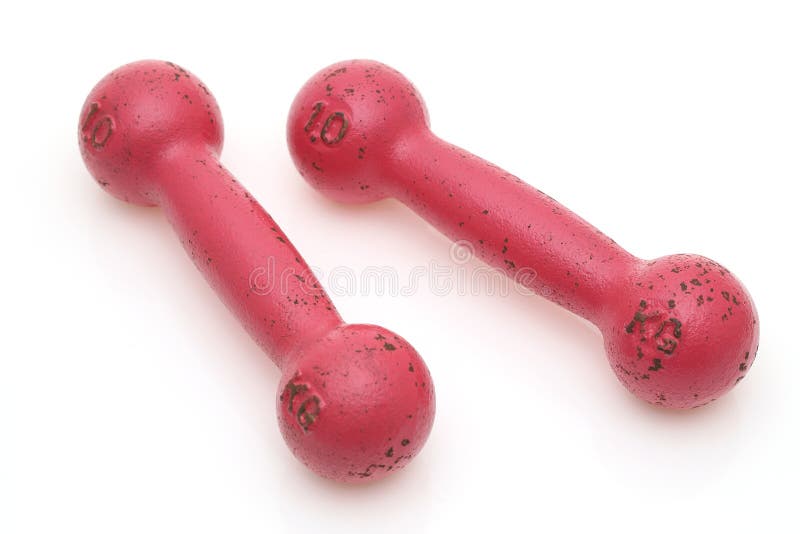 Two pink painted dumbbells fitness royalty free stock photography Two pink painted dumbbells fitness royalty free stock photography