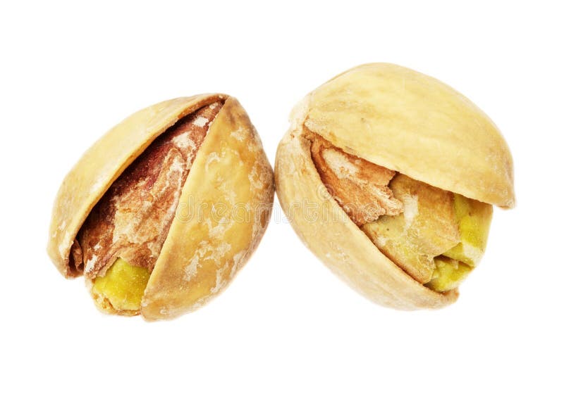 Two Pistachios On White Background Picture. Image 5601416