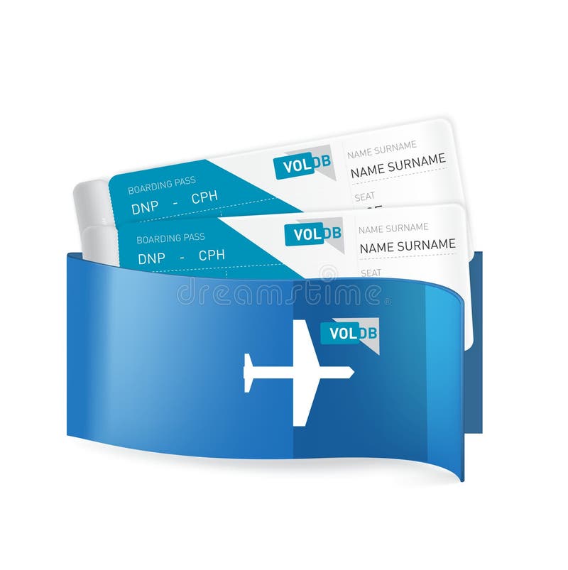 Two Plane Tickets In Corporate Envelop Isolated On White Stock Vector Image 34353963 