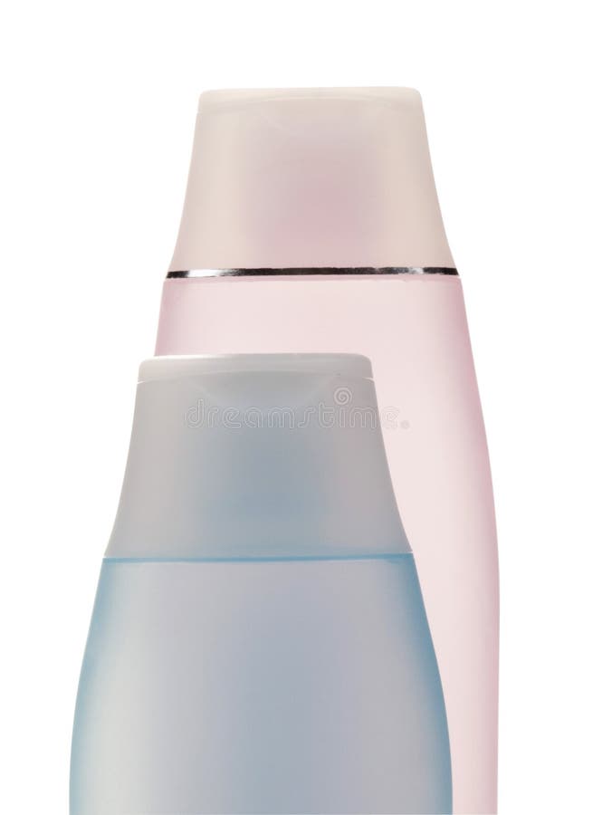 Two plastic bottles stock image. Image of blue, pink 19553713