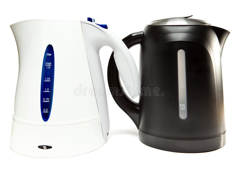 The Black Plastic Electric Tea Kettle on a White Background Stock Image Image of beverage