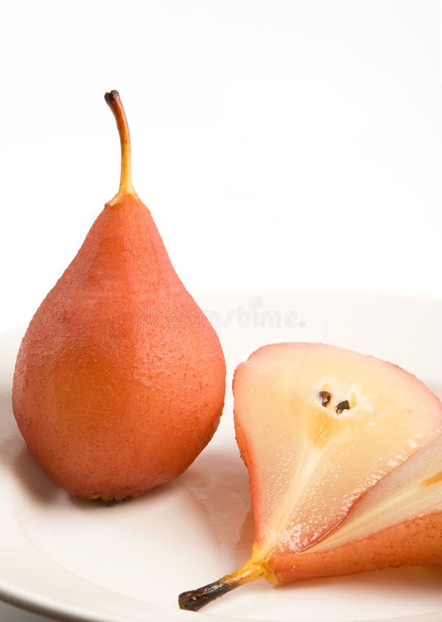 Two poached pears