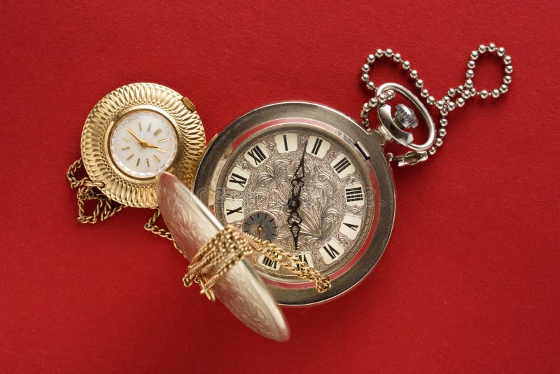 Two Pocket Watches with Chain Stock Image Image of elegant, face