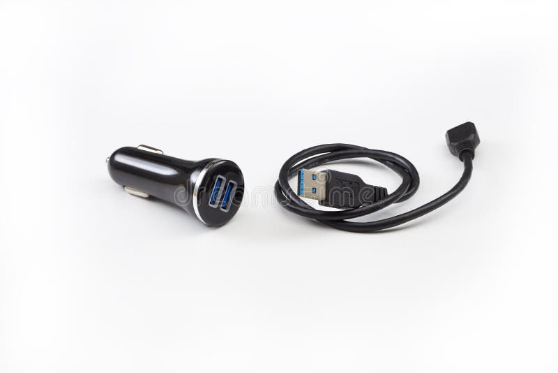 Two Port Car USB Charger with Cable Stock Photo Image of transfer