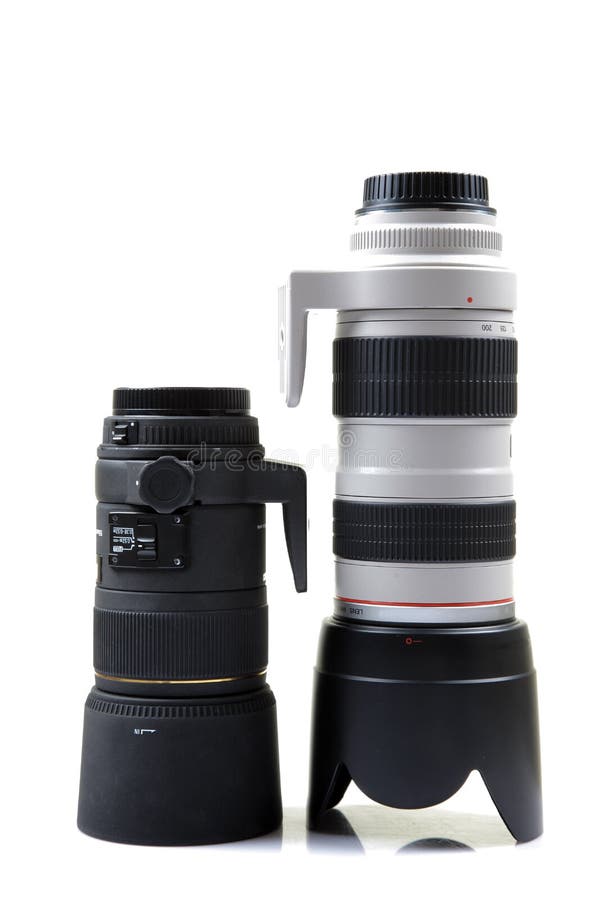 Two Professional Camera Lens Stock Photo Image of function, focus