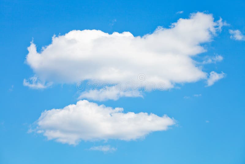 Two Puffy White Clouds in Blue Sky Stock Image Image of nature