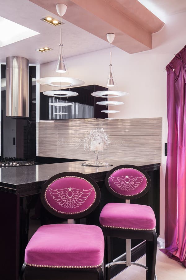 Two purple bar chairs stock image. Image of inside, wing 69370059