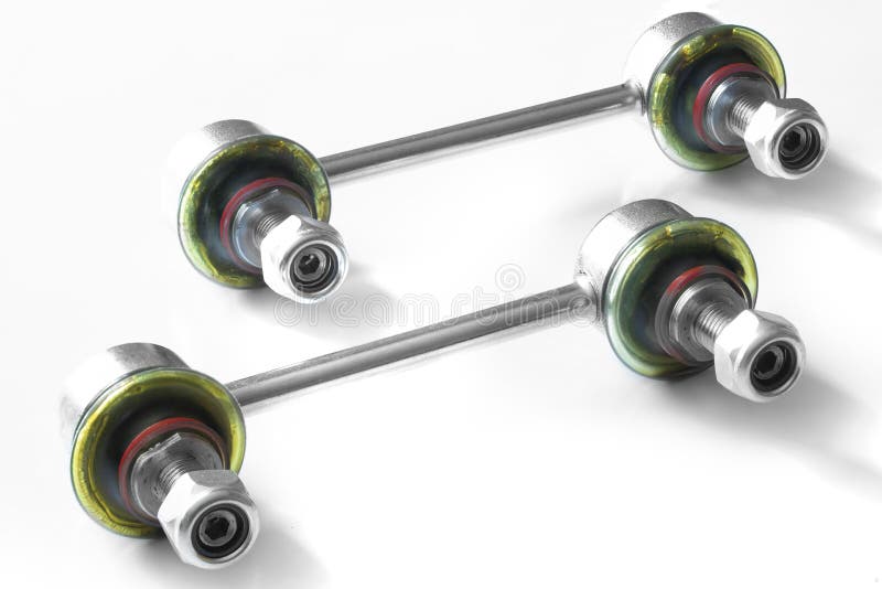Two Rack Stabilizer of Front Car Suspension on White Background Stock