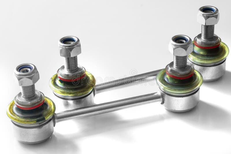 Two Rack Stabilizer of Front Car Suspension on White Background Stock