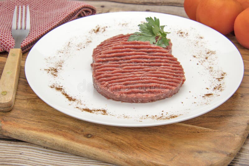 Raw Ground Beef Steaks on a Plate Stock Image Image of background, beef 230907085