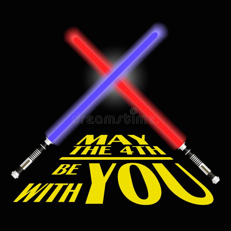 Two red and blue light future sword and text may the fourth be with you eps10